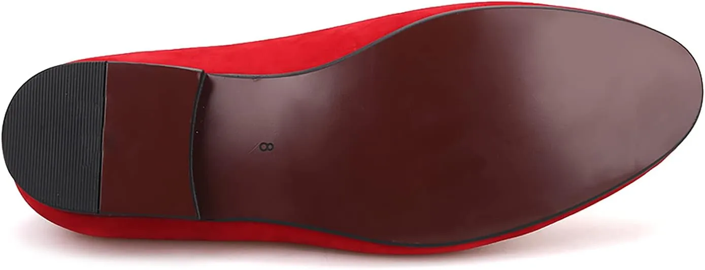 HI&HANN Men's Flats Loafer with Bow-Knot Shoes Slip-on Loafer Smoking Slipper