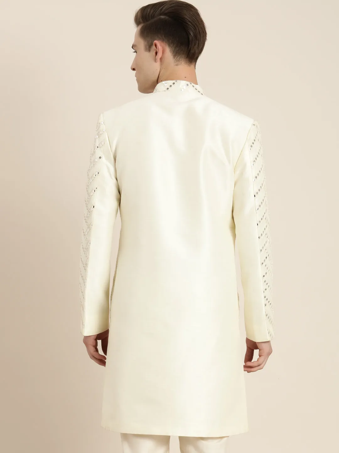 Jashvi Men's Cream Indo Western Sherwani Only Top
