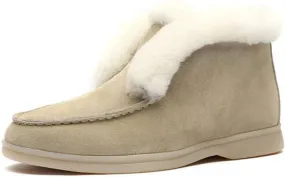 Lausiuoe Womens Winter Boots With Fur Lined Fuzzy Ankle Bootie Warm Fluffy House Shoes Silp On Casual Loafers Slippers