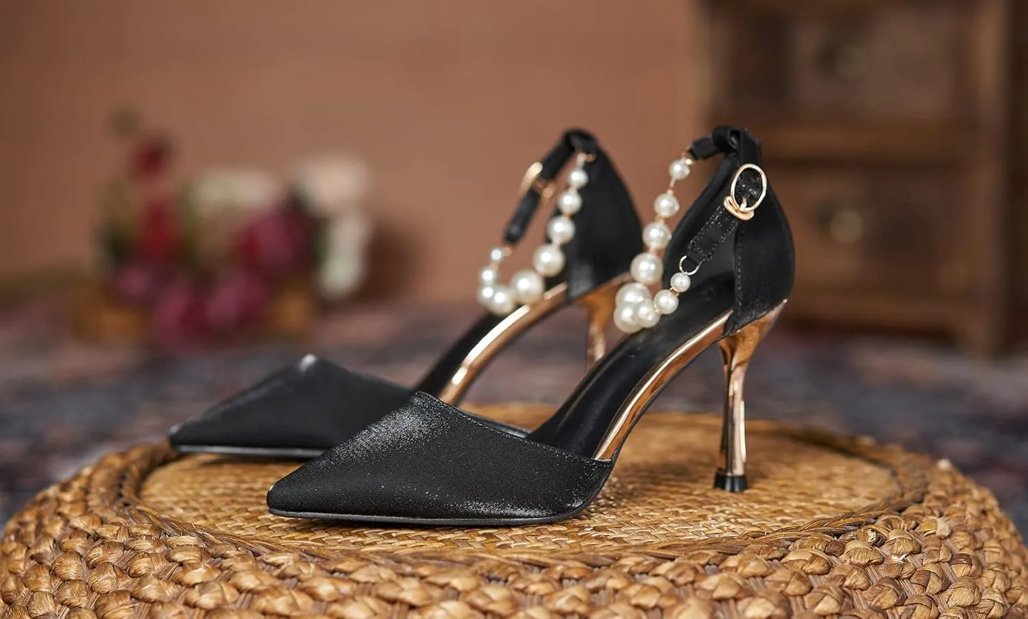 LizFoYa Women D’Orsay Sexy High Heels Evening Bridal Wedding Formal Pump Shoes with Pearls Ankle Strap