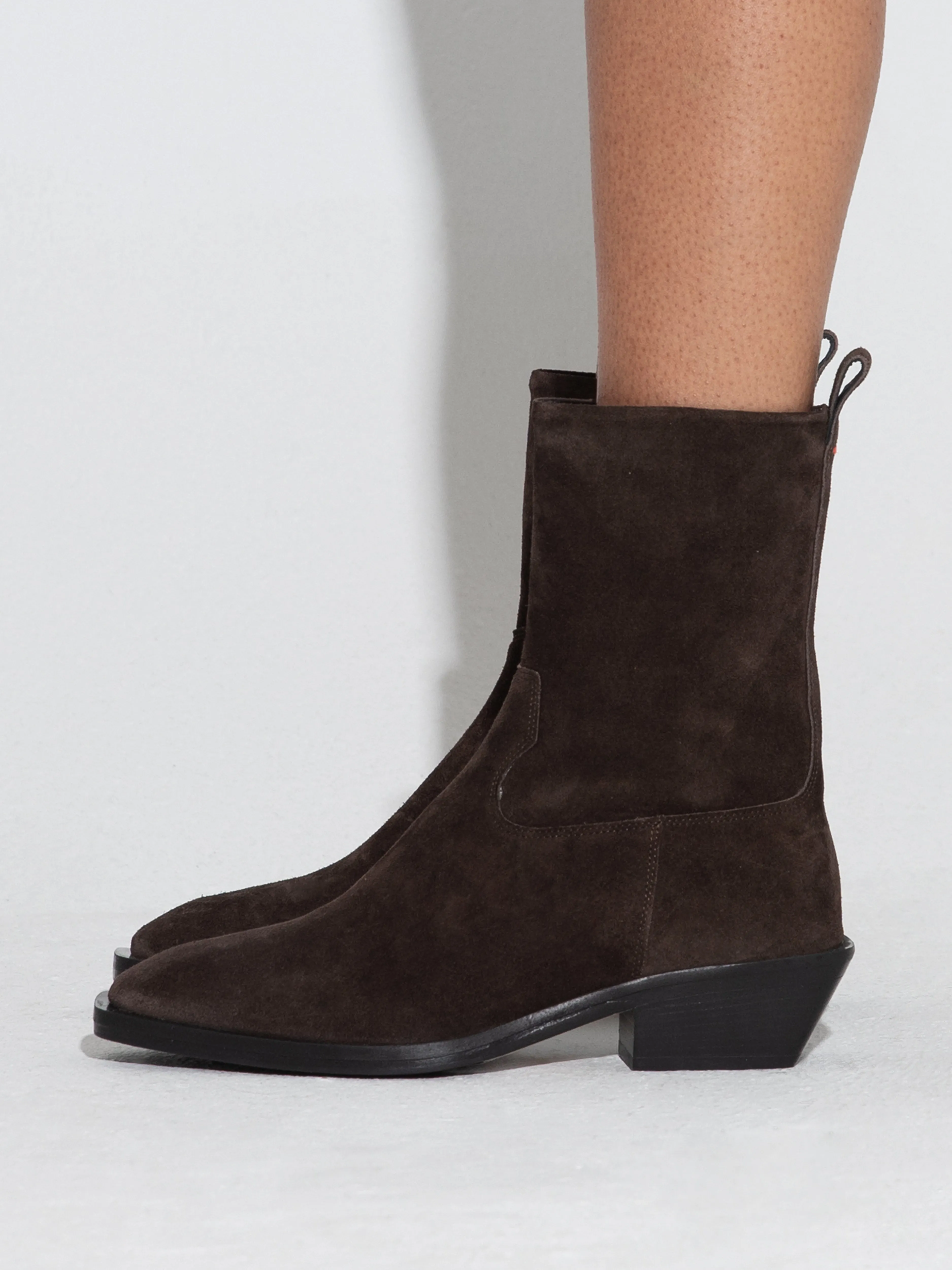 Luis Suede Cowboy Ankle Boots