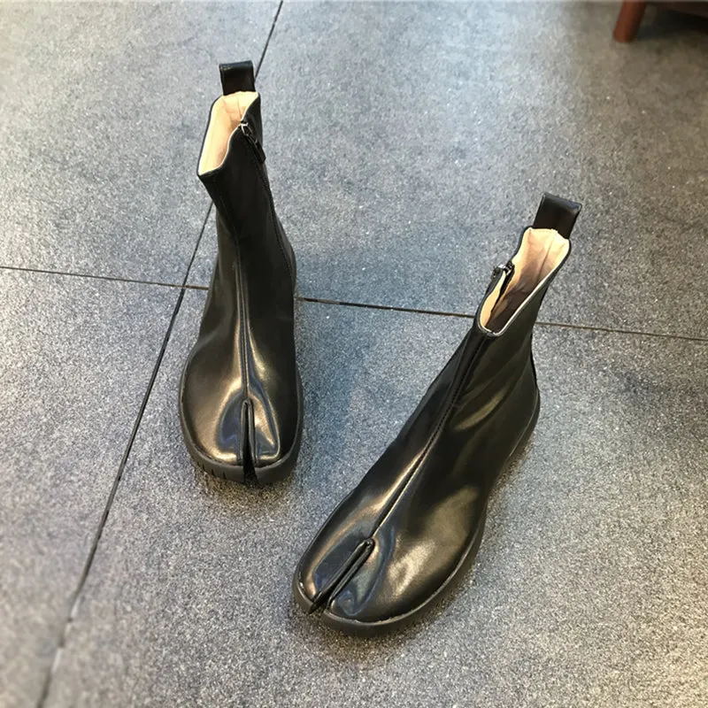 LUXE SEVEN DESIGN WIDE FIT FLAT ANKLE BOOTS