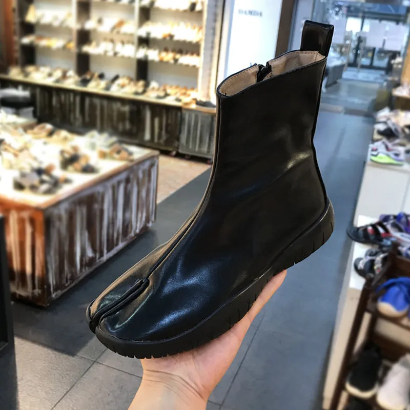 LUXE SEVEN DESIGN WIDE FIT FLAT ANKLE BOOTS