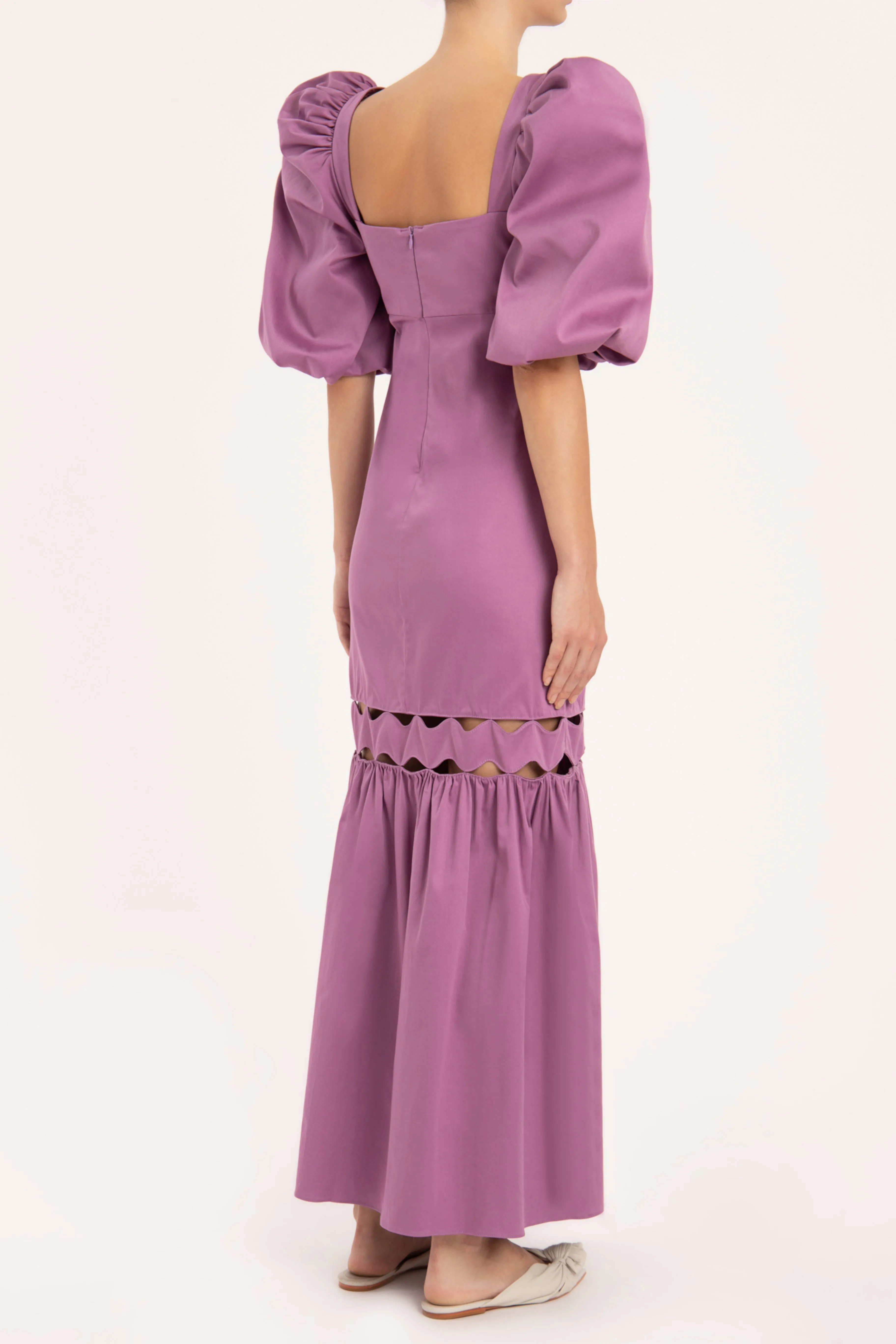 Moves Puff-Sleeved Long Dress