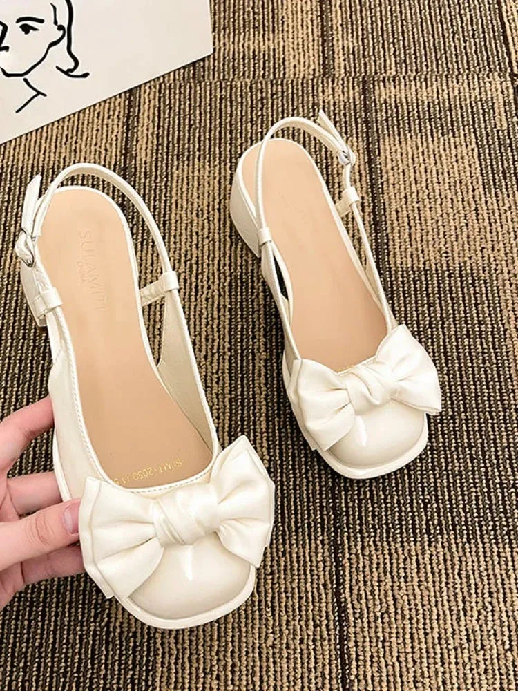 MQTIME  - Kawaii Sweet Shoes Women Japanese Lolita Bow Designr Ankle Strap Shoes Female Pure Color Retro Casual Mary Janes Shoes 2024 New