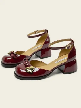 MQTIME  -  Solid French Vintage Mary Janes Shoes Women Bow-knot Sweet Elegant Pumps Shoes Female Heart-shape Korean Fashion Shoes 2024 New