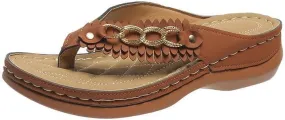 Orthopedic Sandals for Women Arch Support Summer Comfortable Sandals Vintage Slip On Orthotic Thong Flip Flops Non Slip Wedge Sandal Beach Shoes