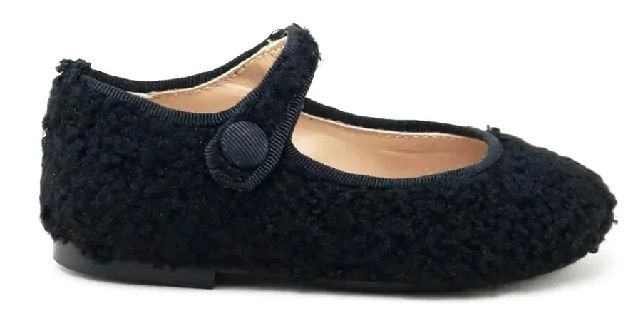 Papanatas Eli Black Leather Sherpa Nairobi Mary Jane