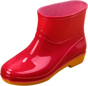 Rain Boots Women,Women's Mid Calf Rain Boots Waterproof Boots Solid Color Garden Shoes Outdoor Comfortable Work Boots