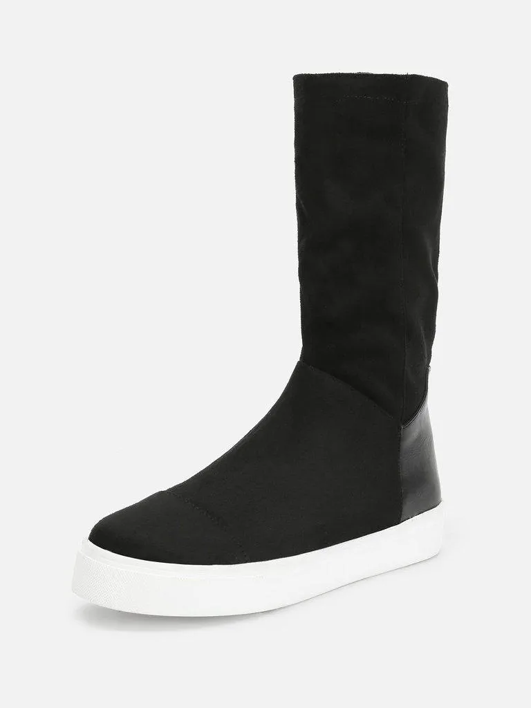 Round Toe Mid Calf Boots