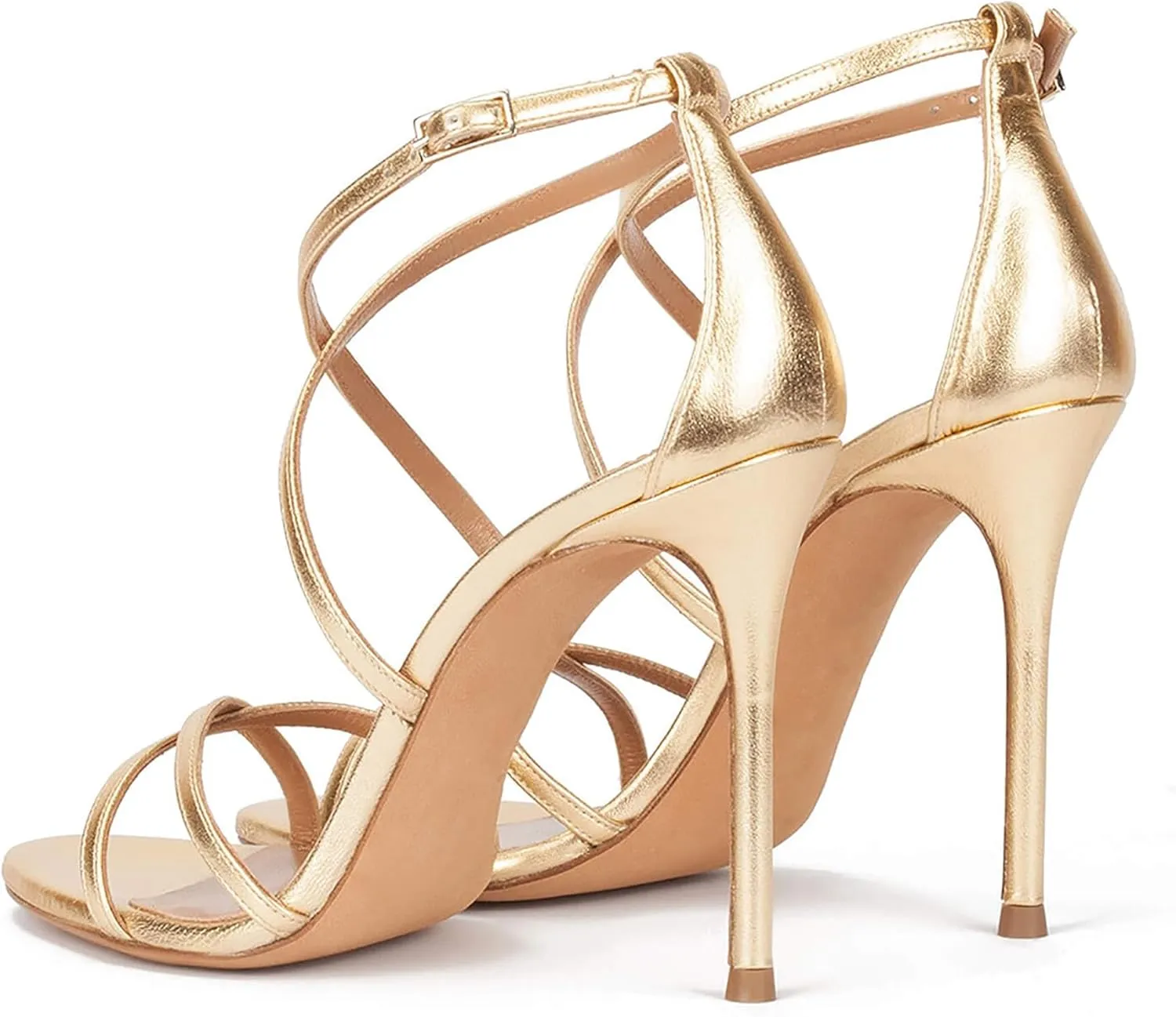 Strappy High Heels Sandals for Women, Fashion Open Toe Stiletto Heels Sandals Classic Round Toe Cross Straps Party Sexy Stiletto High Heel Sandals