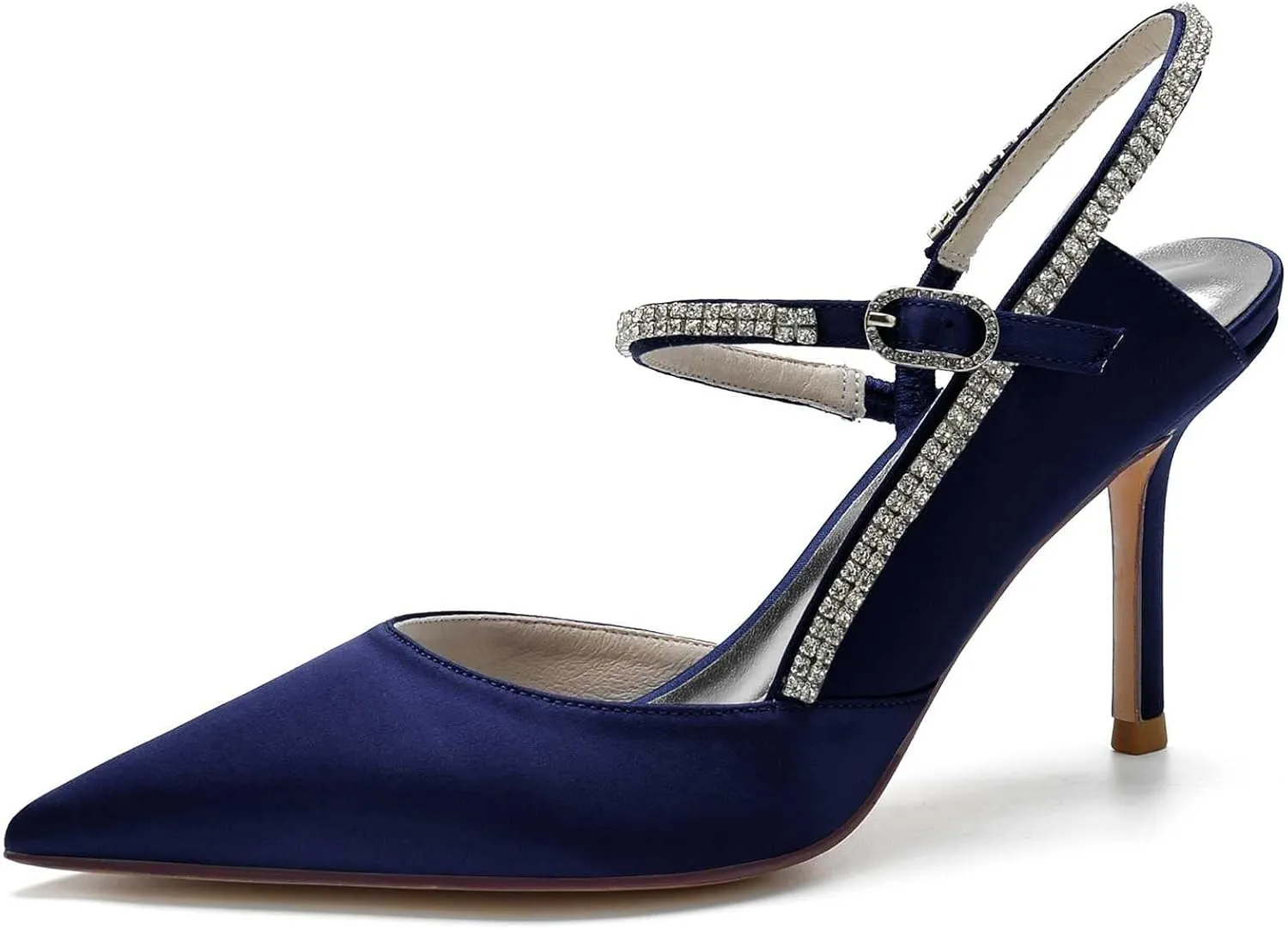 TarfiC Women's Low Heel Mary Jane Sandals with Rhinestones - Pointed Toe, Stylish Bridal & Summer Wedding Shoes, Elegant Stiletto Accent