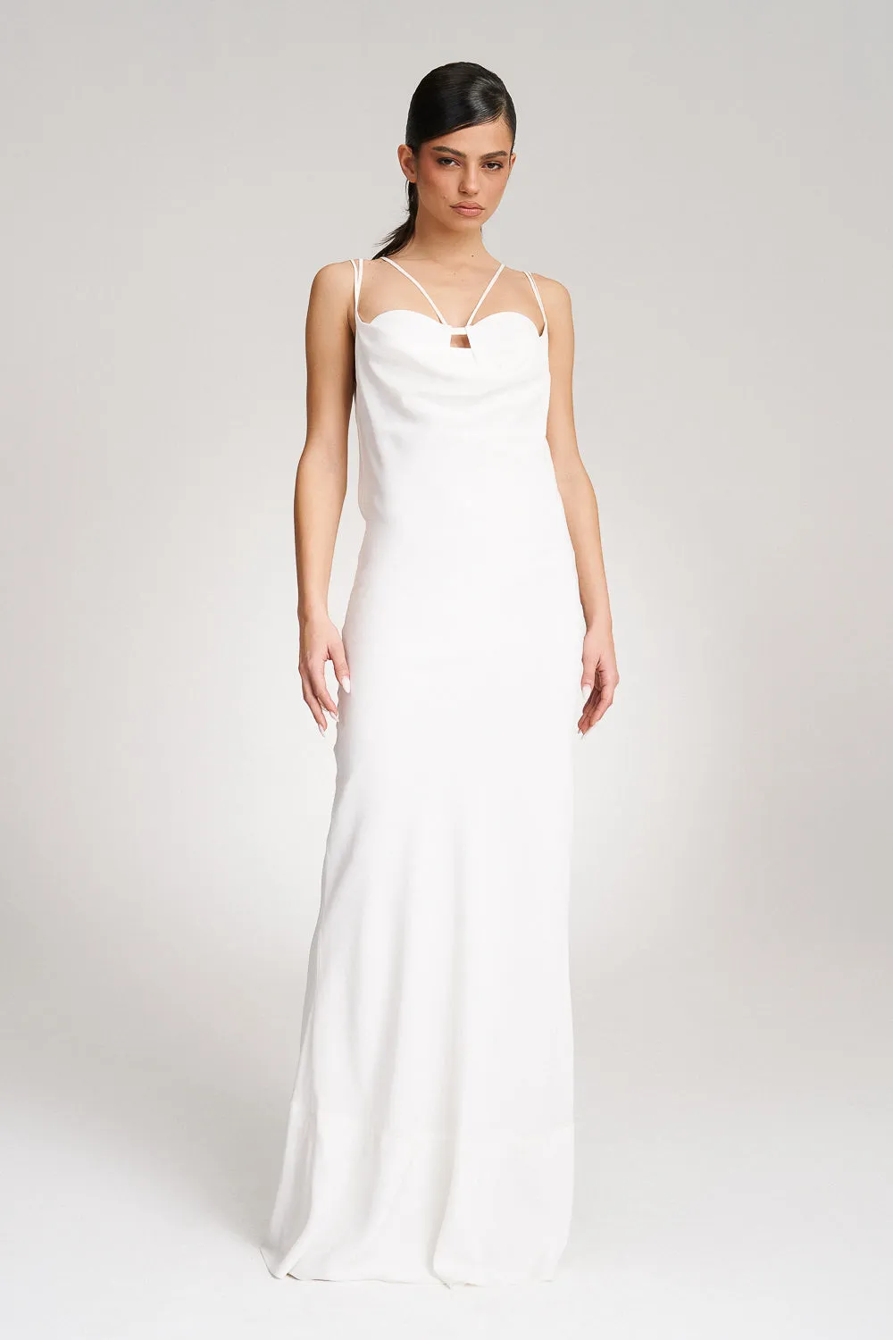 'Thalia' White silk gown