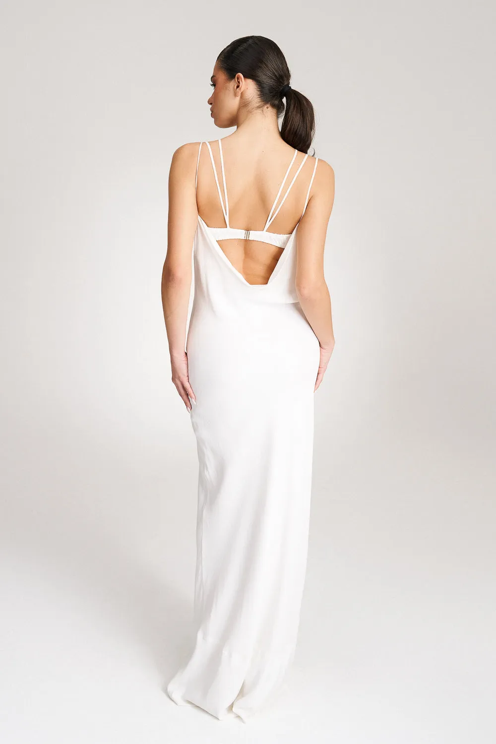'Thalia' White silk gown