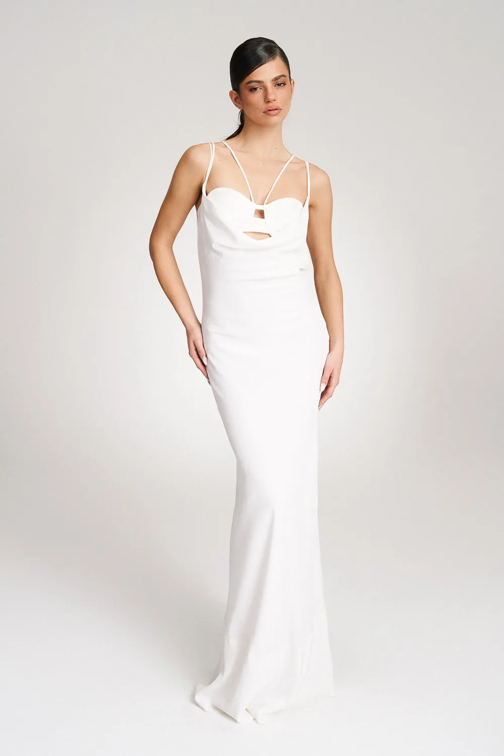 'Thalia' White silk gown