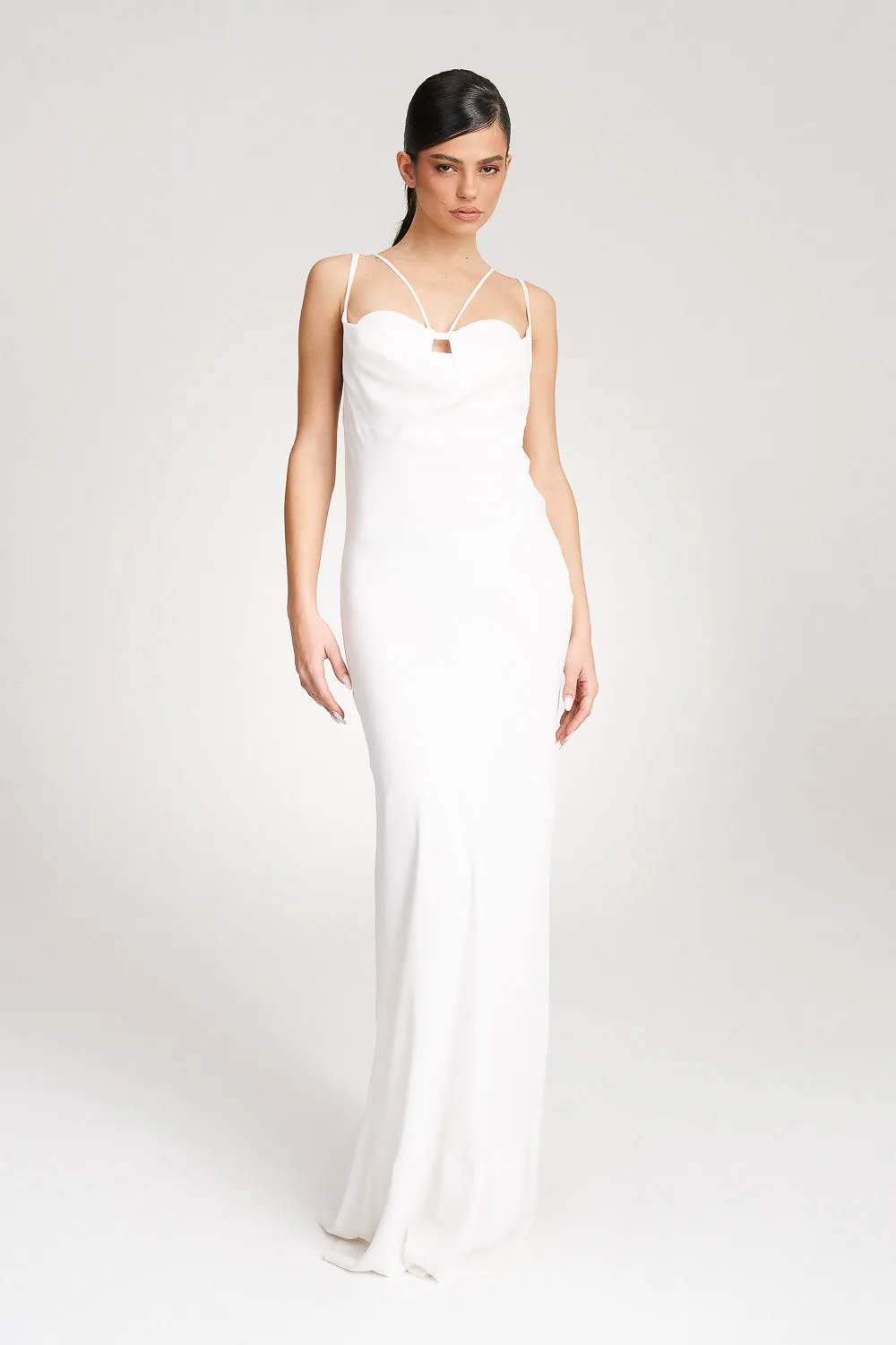 'Thalia' White silk gown
