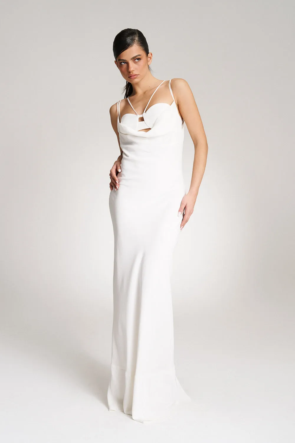 'Thalia' White silk gown