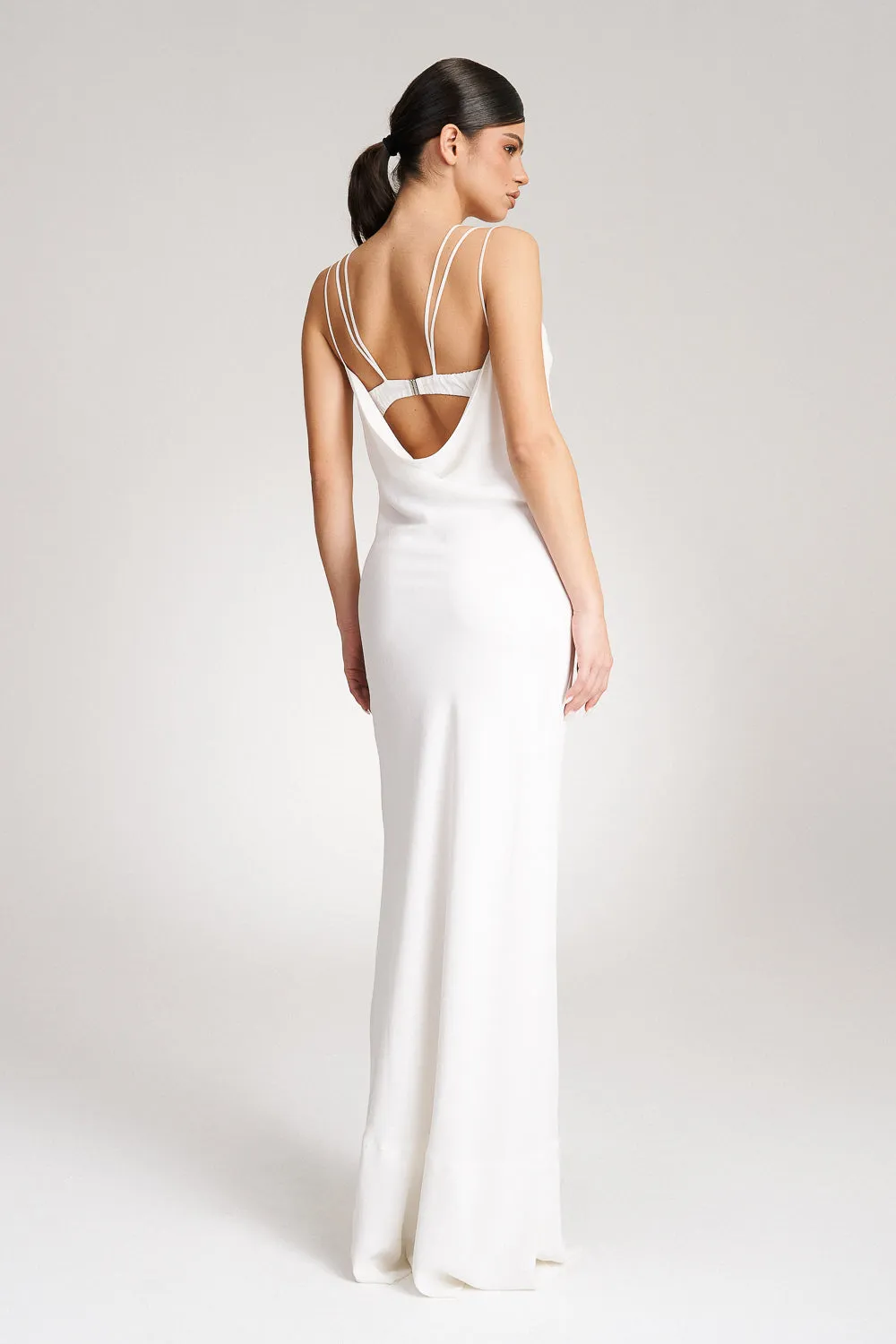 'Thalia' White silk gown