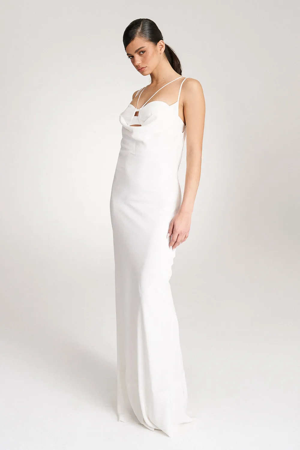'Thalia' White silk gown