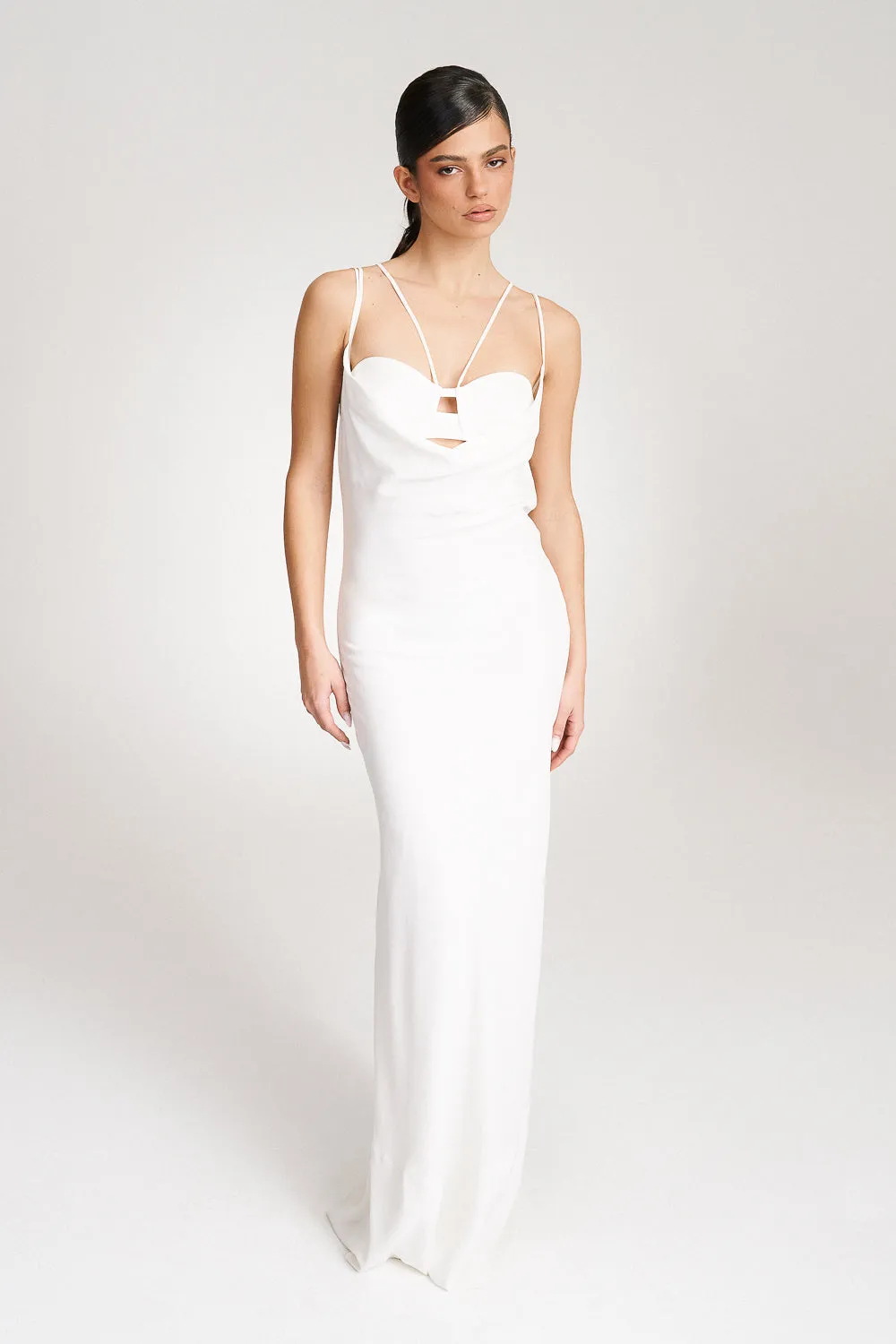 'Thalia' White silk gown