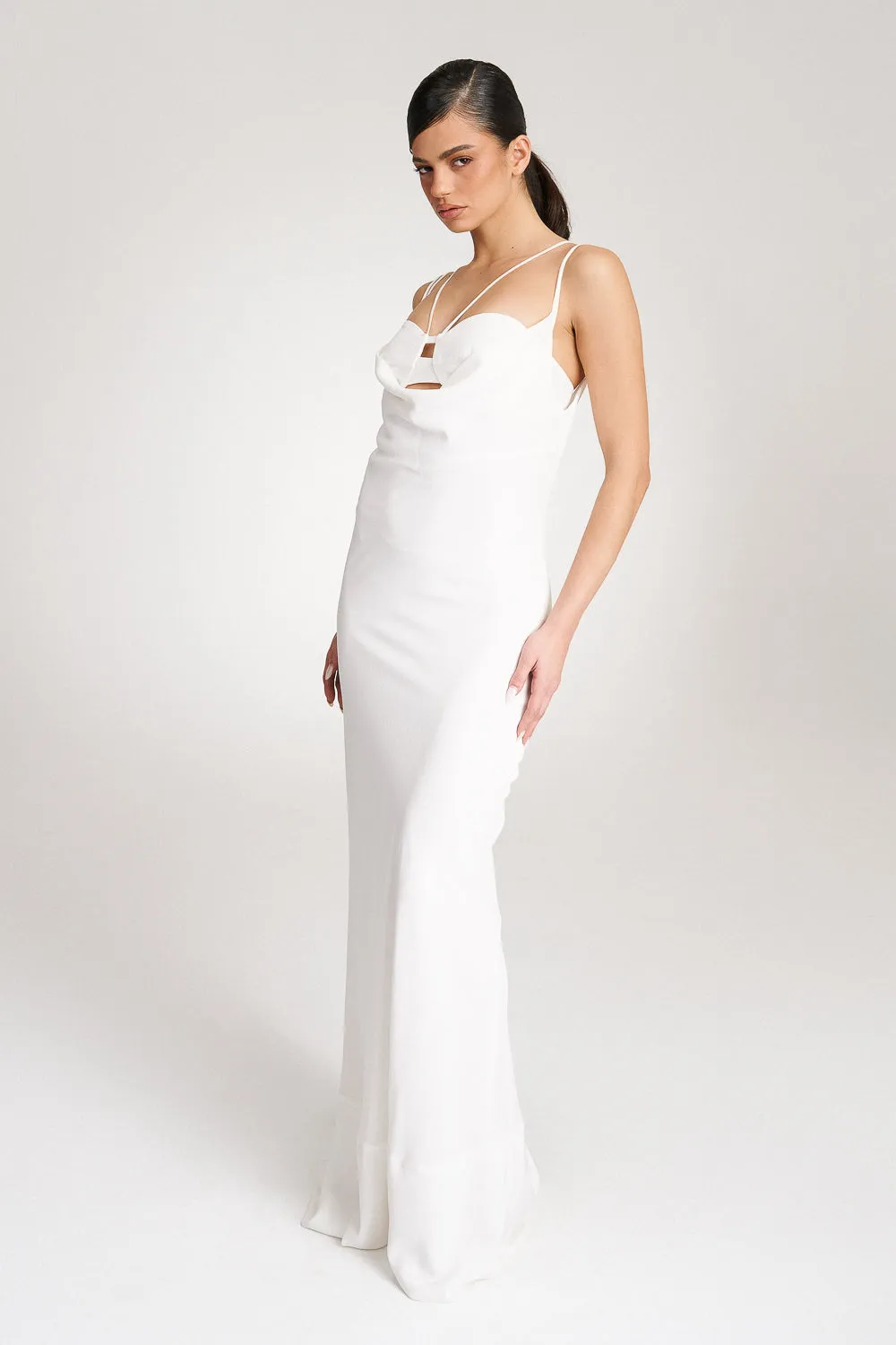 'Thalia' White silk gown