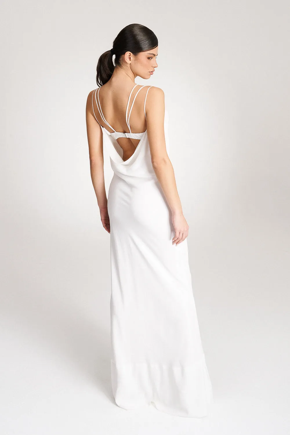 'Thalia' White silk gown
