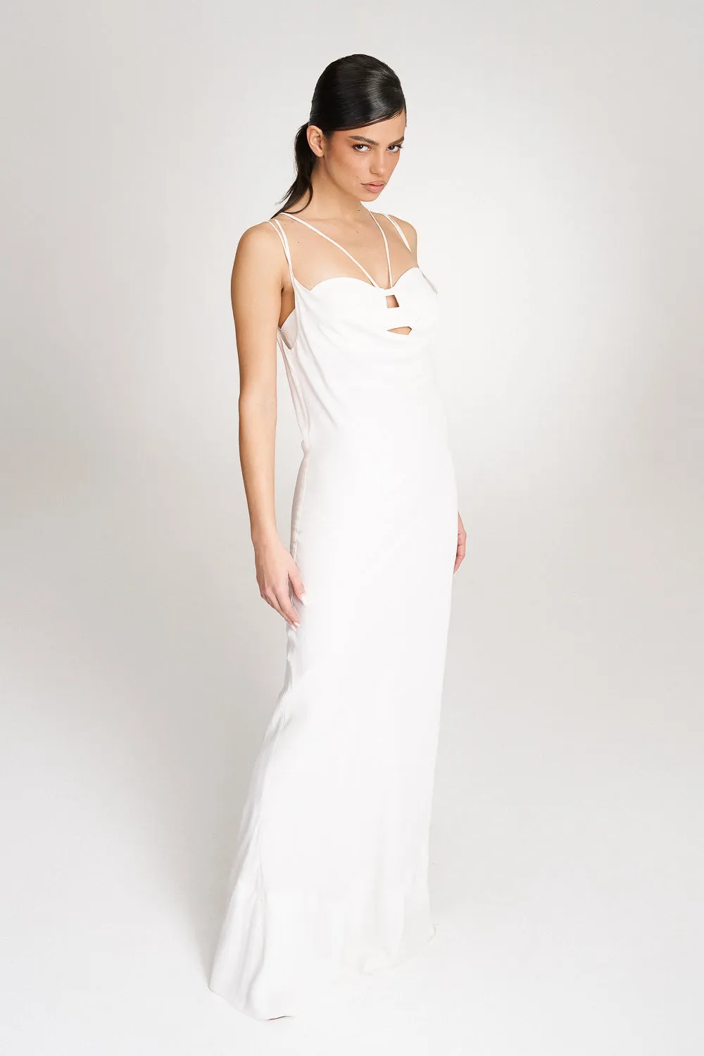 'Thalia' White silk gown