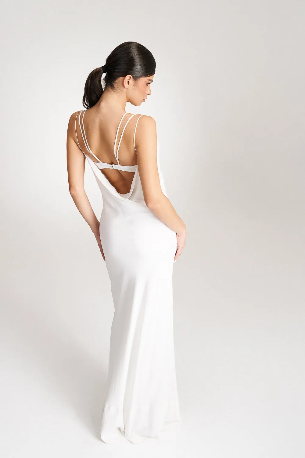 'Thalia' White silk gown