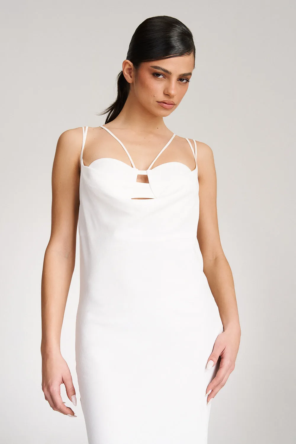 'Thalia' White silk gown