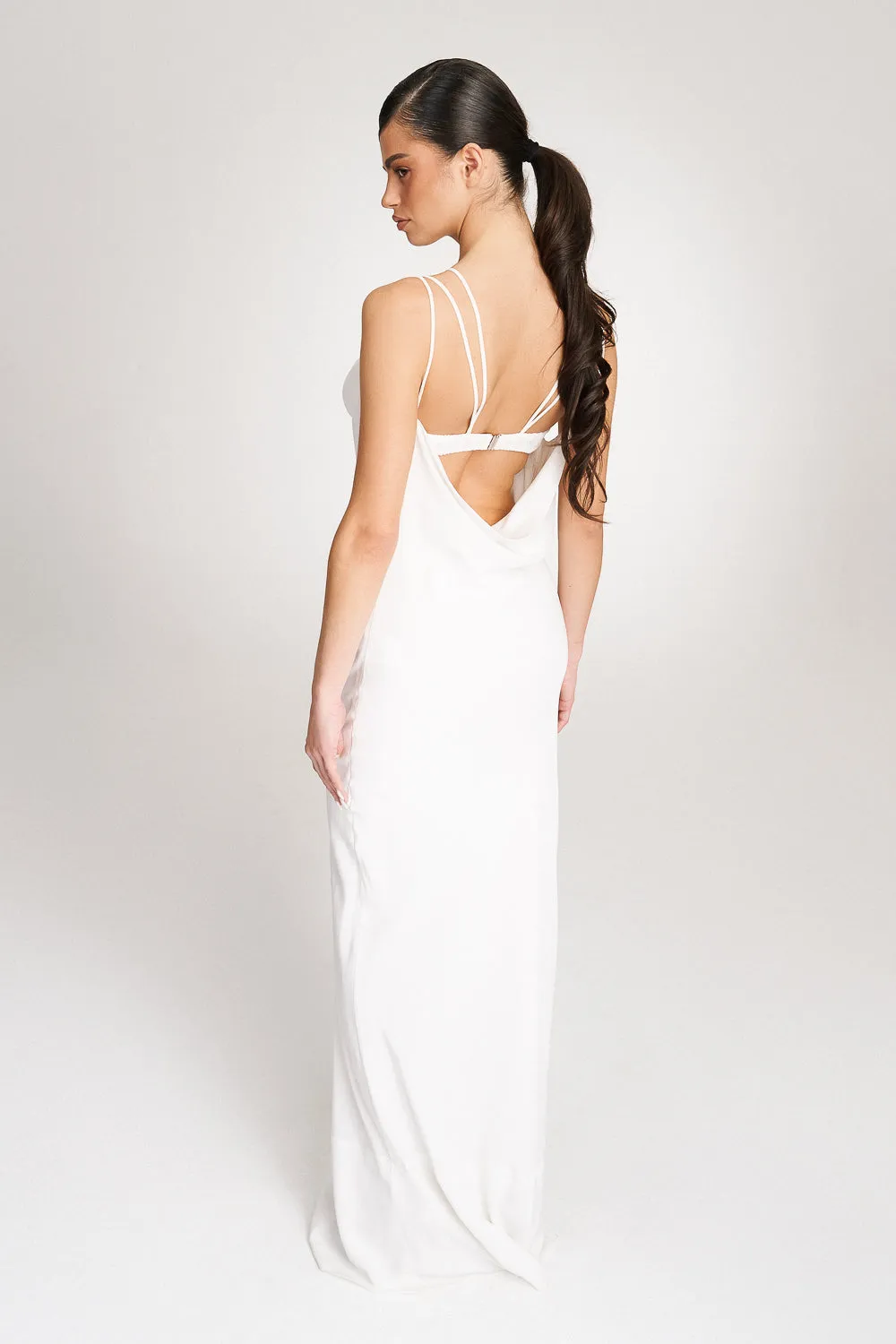 'Thalia' White silk gown