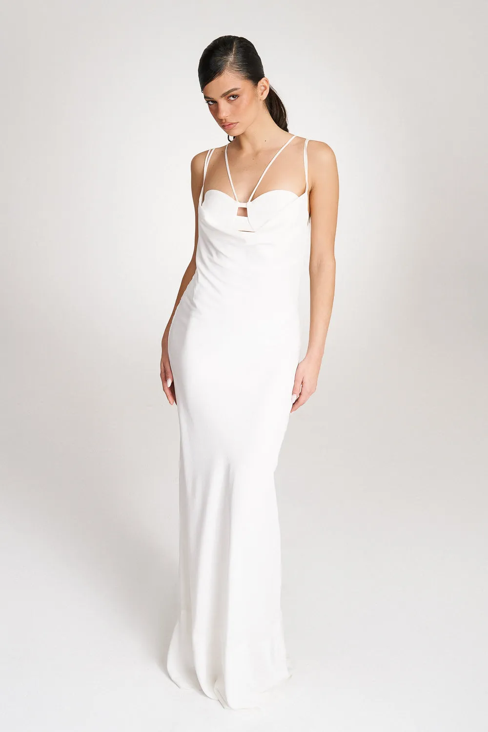 'Thalia' White silk gown