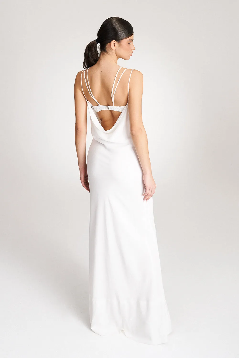 'Thalia' White silk gown