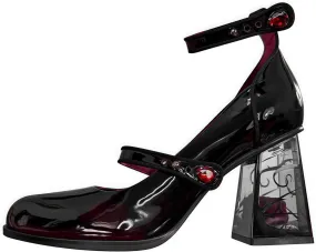Ulalaza Womens Platform Mary Janes Dress Pumps Chunky Platform Shoes Patent Leather Gothic Lolita Sweet Toe Ankle