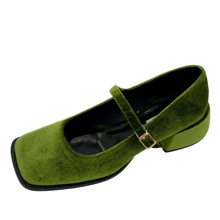 Velvet Mary Janes