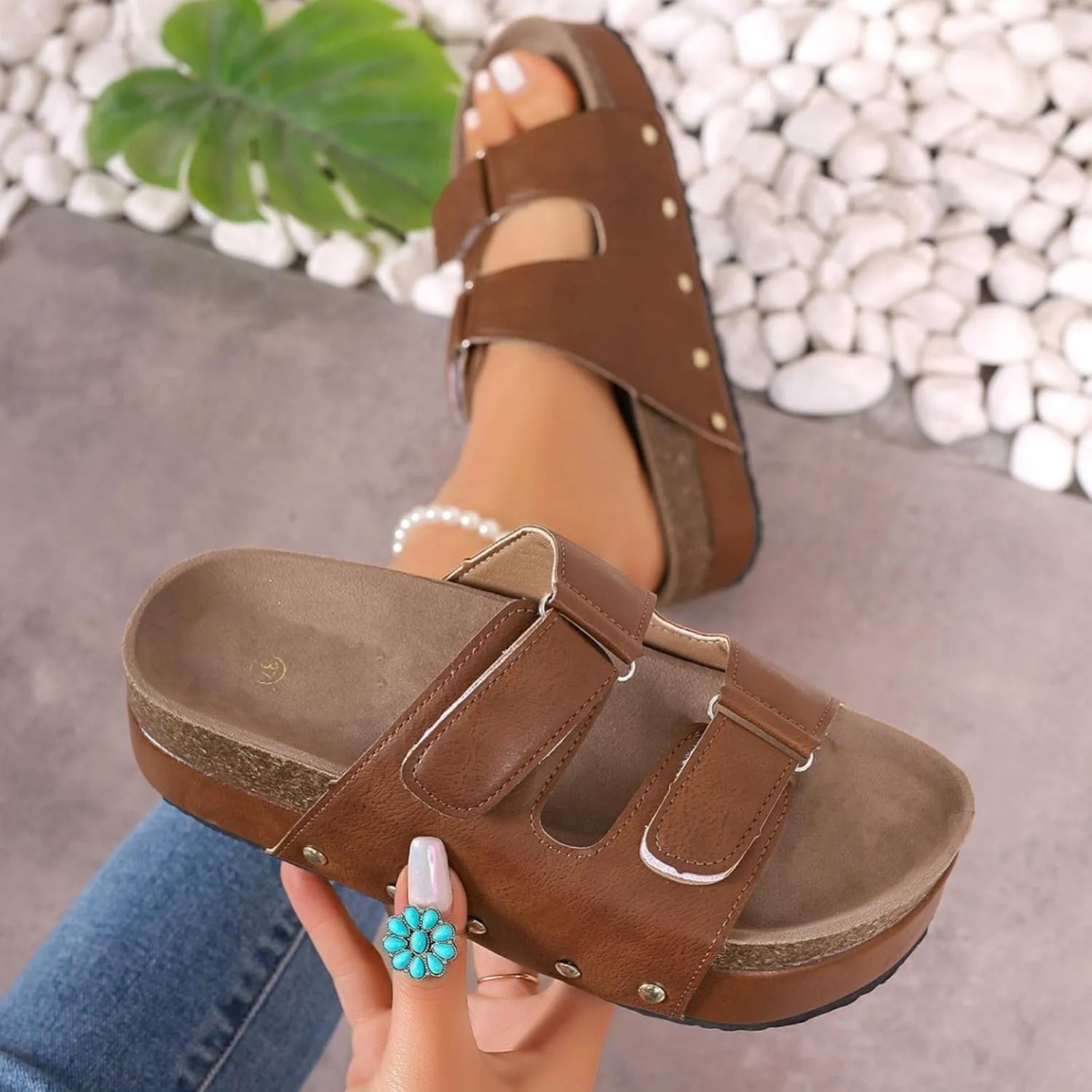 Wedge Sandals Women's Ankle Strap Low Wedge Sandals Sandles Casual Elastic Ankle Strap Platform Sandals