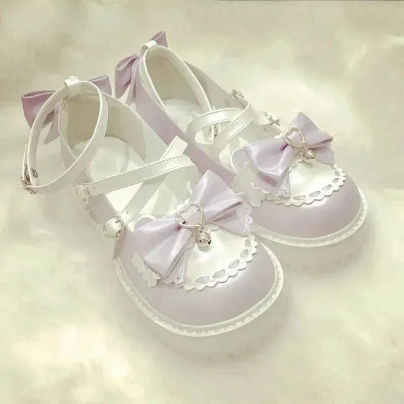 Wjczt Summer Lolita Sweet Sandals Women Japanese Style Bow Kawaii Chic Mary Janes Shoes Round Toe Shoes Wholesale Drop shipping 2024