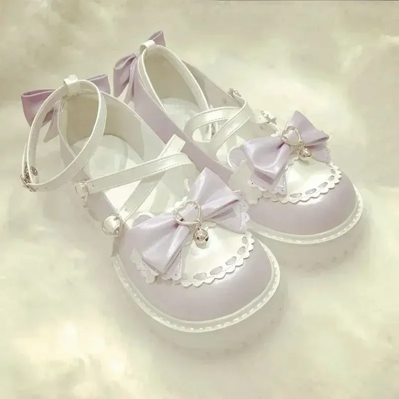 Wjczt Summer Lolita Sweet Sandals Women Japanese Style Bow Kawaii Chic Mary Janes Shoes Round Toe Shoes Wholesale Drop shipping 2024