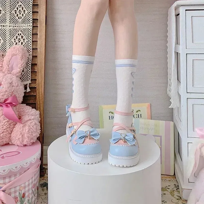 Wjczt Summer Lolita Sweet Sandals Women Japanese Style Bow Kawaii Chic Mary Janes Shoes Round Toe Shoes Wholesale Drop shipping 2024