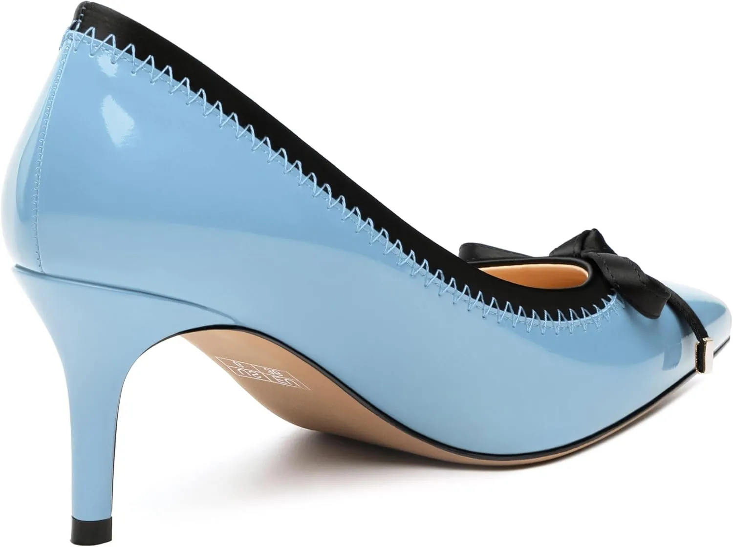 Womens Bow Mid Stiletto Pumps Sexy Patent Pointed Toe Evening Wedding Stiletto Mid Heel Pumps Dress Shoes 2.5 Inch