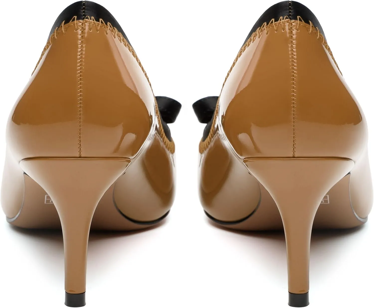 Womens Bow Mid Stiletto Pumps Sexy Patent Pointed Toe Evening Wedding Stiletto Mid Heel Pumps Dress Shoes 2.5 Inch