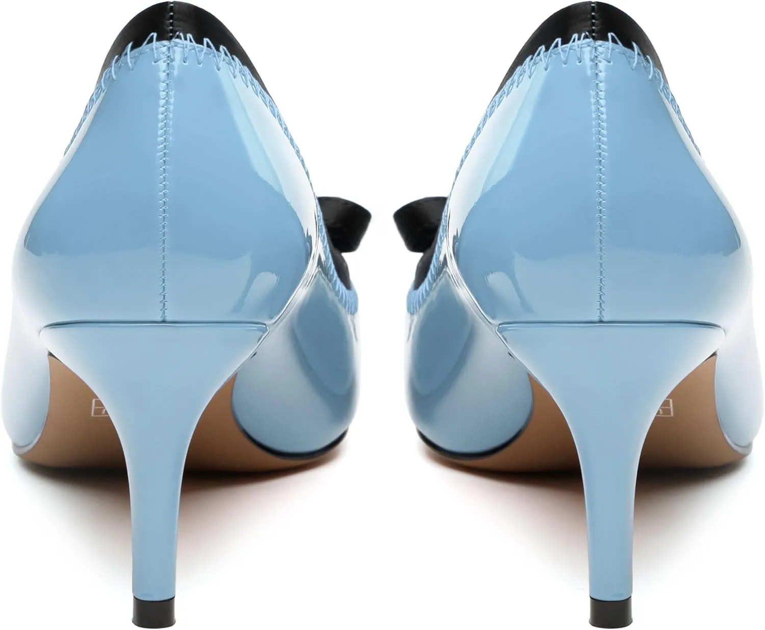 Womens Bow Mid Stiletto Pumps Sexy Patent Pointed Toe Evening Wedding Stiletto Mid Heel Pumps Dress Shoes 2.5 Inch