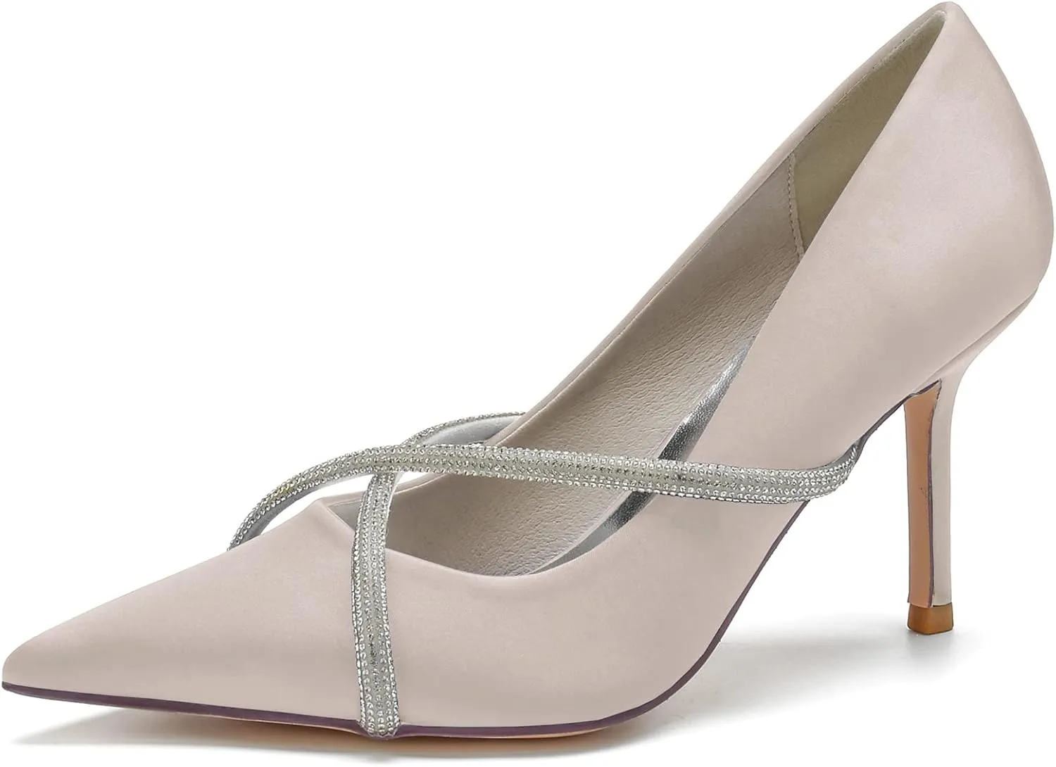 Women's Classic Closed Pointed Toe Stiletto High Heels Pumps Shoes for Party Evening Wedding,Champagne,11