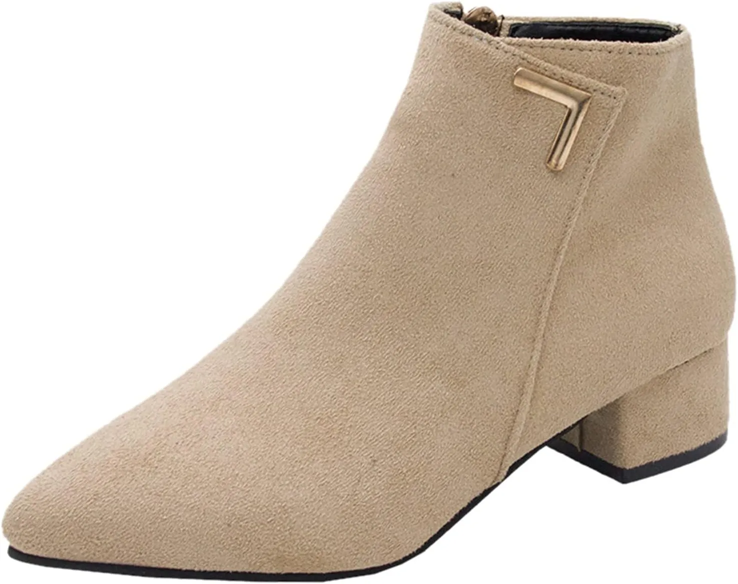 Women's Fall Ankle Boots Classic Chunky Block Low Heel Booties Pointed Toe Side Zipper Dress Booties for Ladies