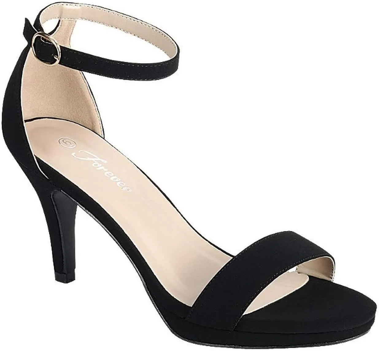 Women's open toe Mid Heel Single Band Sandal with Ankle Strap