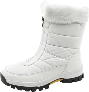 Women's Platform Mid Calf Boots Fashion Women Winter Water Proof Flat Zipper Keep Warm Snow Boots Platform Sole Boots
