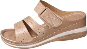 Women's Sandals and Slippers Summer Retro Ethnic Style Adjustable Wedge Heel Casual Womens Slippers Outdoor Sole
