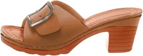 Womens Slide Sandals Wide Width Summer Non Slip Casual Slippers Comfortable Low Chunky Heel Dress Heels with Metal Buckle Wedges Sandals