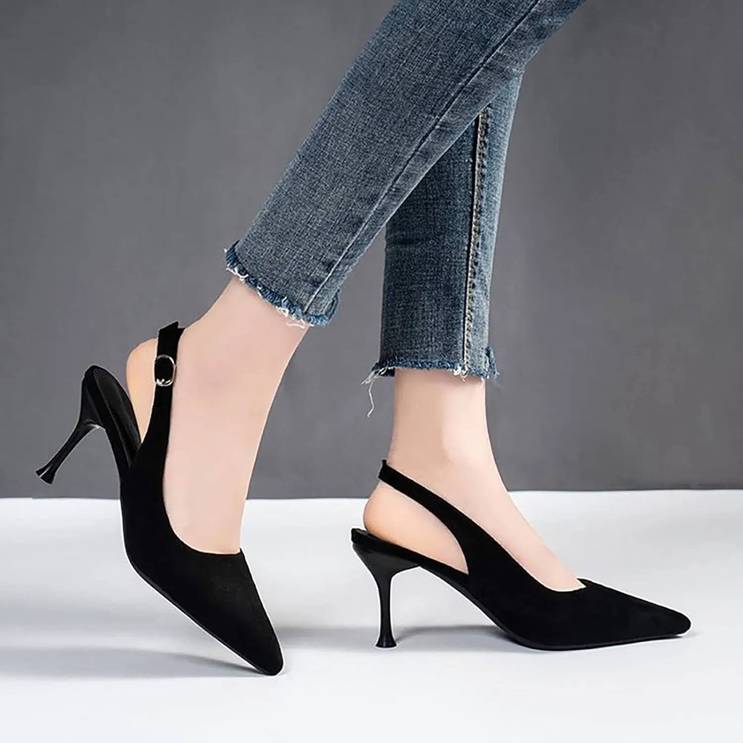 Women's Summer New Korean Fashion Pointed With High Heels Casual Large Suede Sandals Single Womens Wooden Clog Sandals
