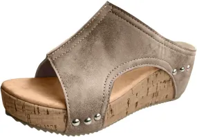 Womens Wedge Platform Slide On Sandals Open Toe Casual Summer Slide Platform Sandals Dressy High Heel Beach Sandal Comfortable Wedges Shoe Mules